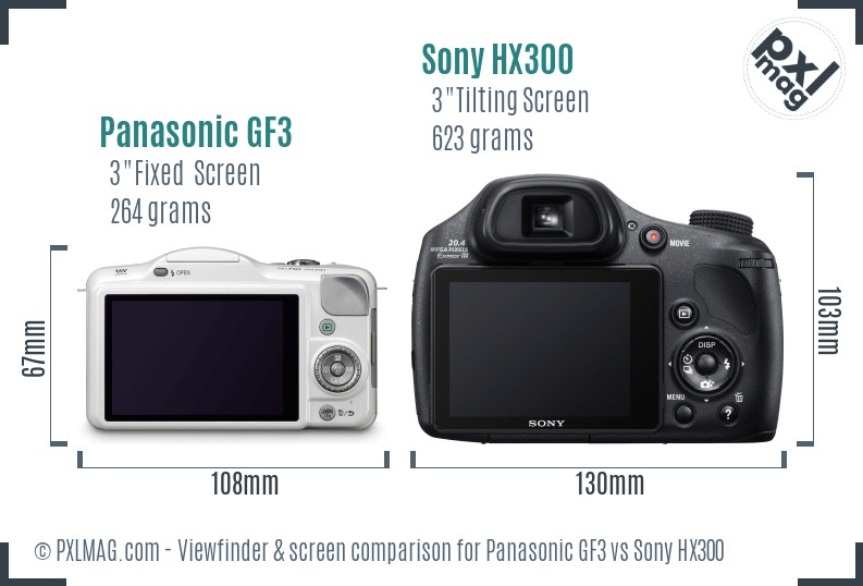 Panasonic GF3 vs Sony HX300 Screen and Viewfinder comparison