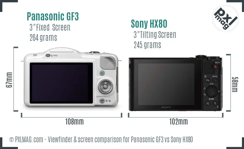 Panasonic GF3 vs Sony HX80 Screen and Viewfinder comparison