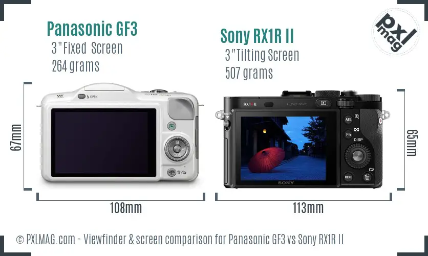 Panasonic GF3 vs Sony RX1R II Screen and Viewfinder comparison Panasonic GF3 vs Sony RX1R II Screen and Viewfinder comparison