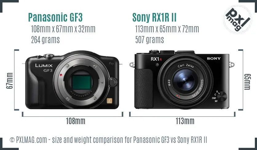 Panasonic GF3 vs Sony RX1R II size comparison Panasonic GF3 vs Sony RX1R II size comparison