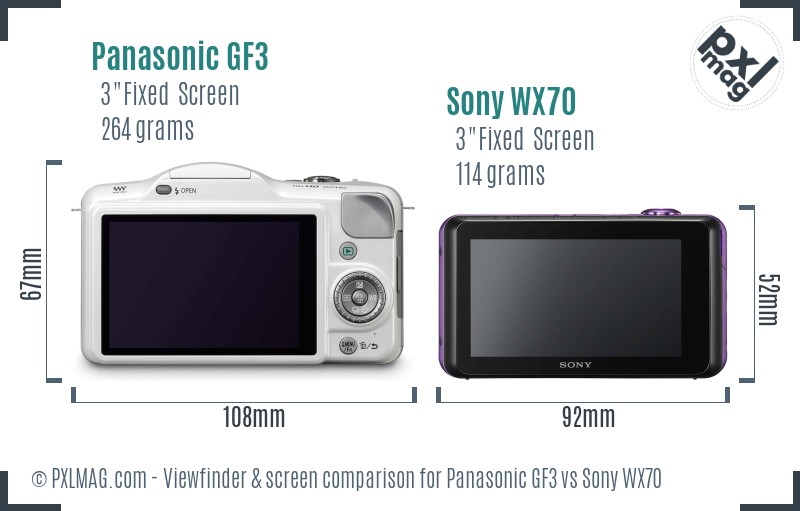 Panasonic GF3 vs Sony WX70 Screen and Viewfinder comparison