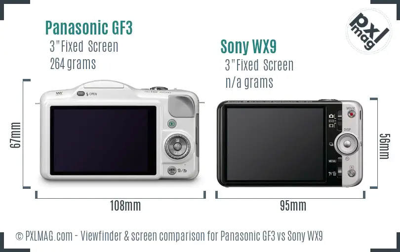 Panasonic GF3 vs Sony WX9 Screen and Viewfinder comparison