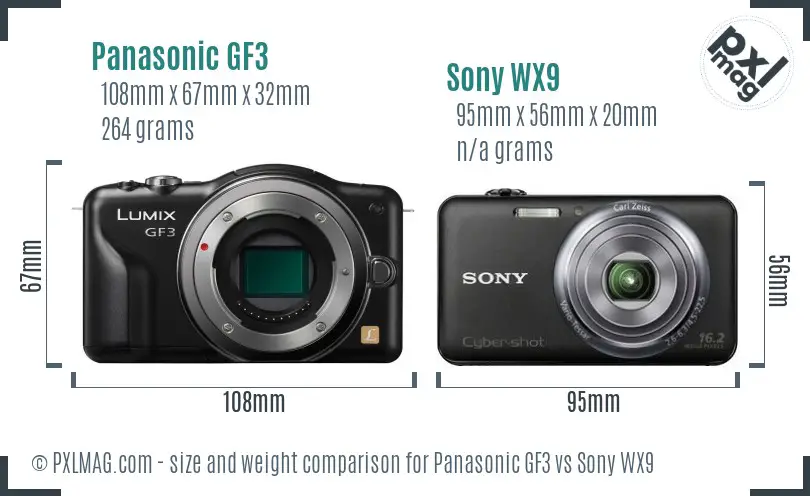 Panasonic GF3 vs Sony WX9 size comparison