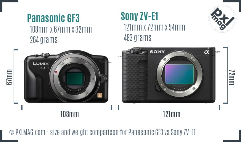 Panasonic GF3 vs Sony ZV-E1 size comparison