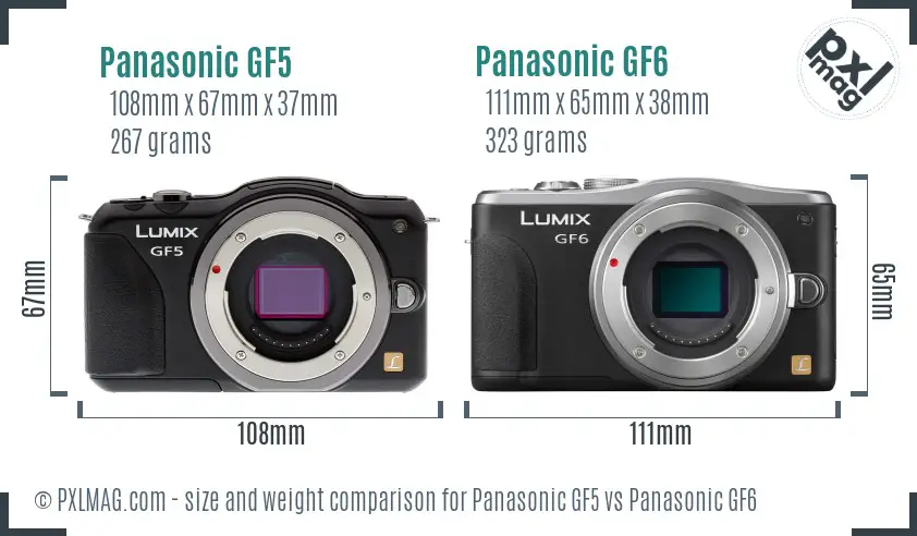 Panasonic GF5 vs Panasonic GF6 size comparison