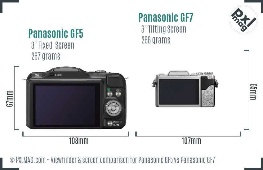Panasonic GF5 vs Panasonic GF7 Screen and Viewfinder comparison