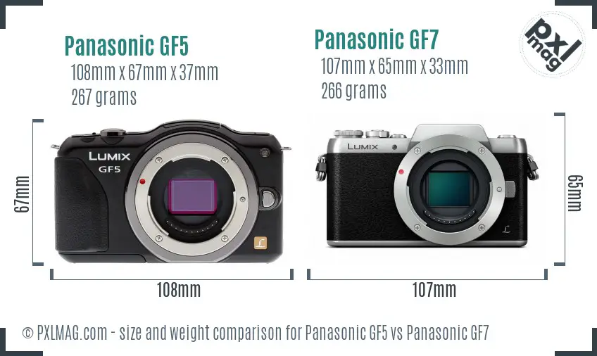 Panasonic GF5 vs Panasonic GF7 size comparison