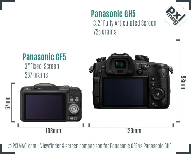 Panasonic GF5 vs Panasonic GH5 Screen and Viewfinder comparison