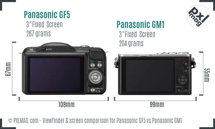 Panasonic GF5 vs Panasonic GM1 Screen and Viewfinder comparison