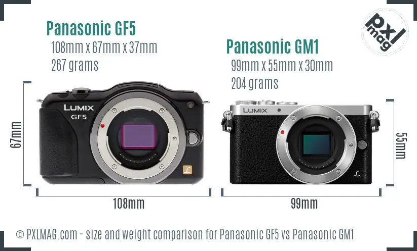 Panasonic GF5 vs Panasonic GM1 size comparison