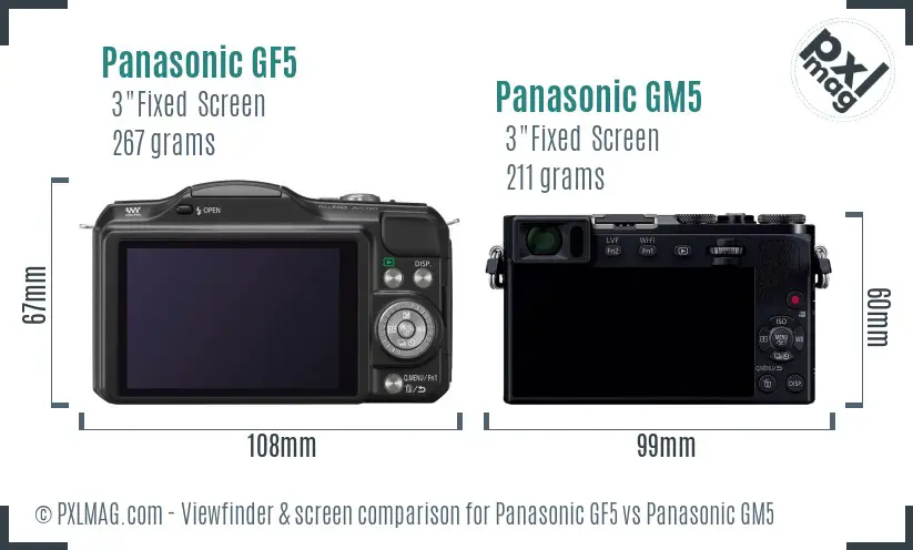 Panasonic GF5 vs Panasonic GM5 Screen and Viewfinder comparison