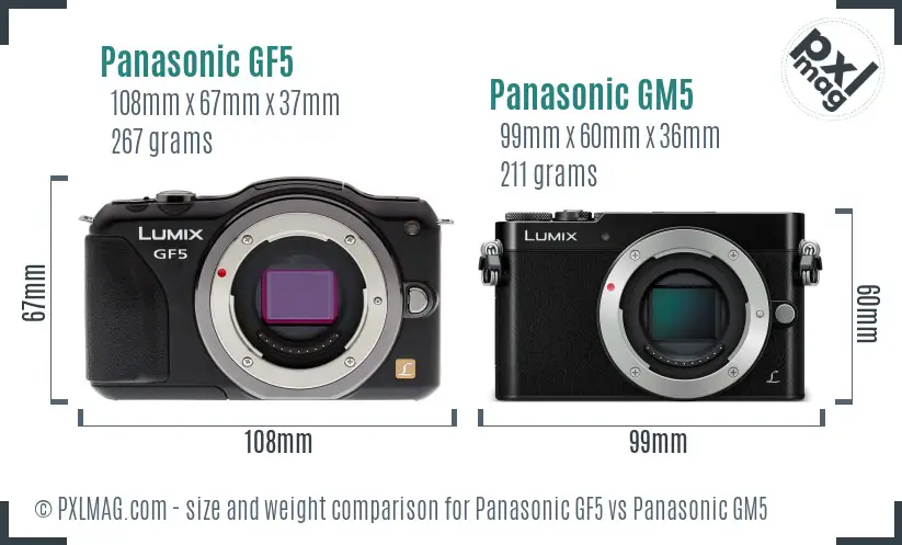 Panasonic GF5 vs Panasonic GM5 size comparison