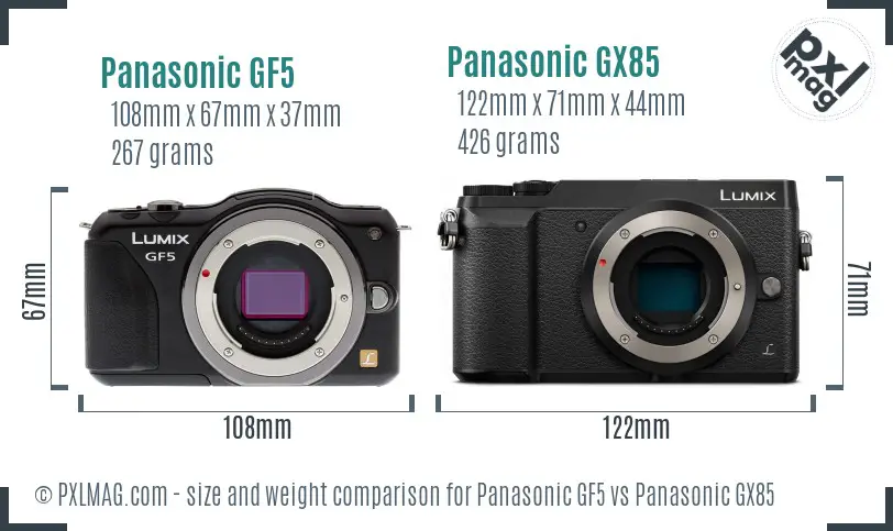 Panasonic GF5 vs Panasonic GX85 size comparison