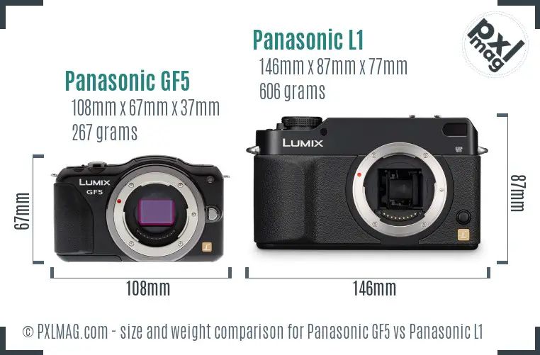 Panasonic GF5 vs Panasonic L1 size comparison