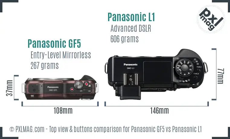 Panasonic GF5 vs Panasonic L1 top view buttons comparison