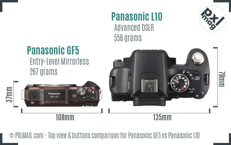 Panasonic GF5 vs Panasonic L10 top view buttons comparison