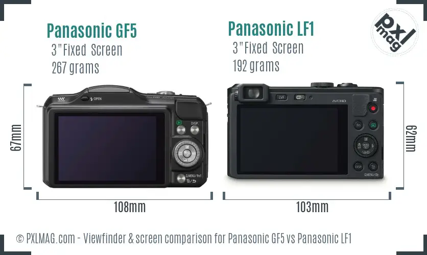 Panasonic GF5 vs Panasonic LF1 Screen and Viewfinder comparison