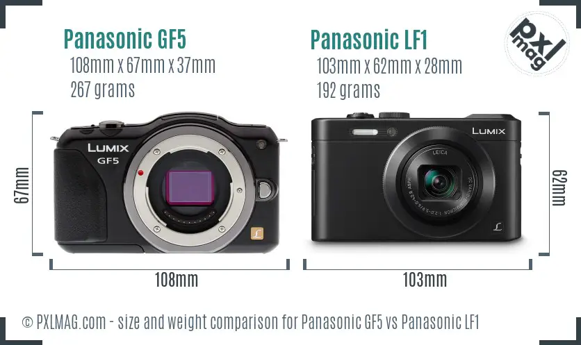 Panasonic GF5 vs Panasonic LF1 size comparison