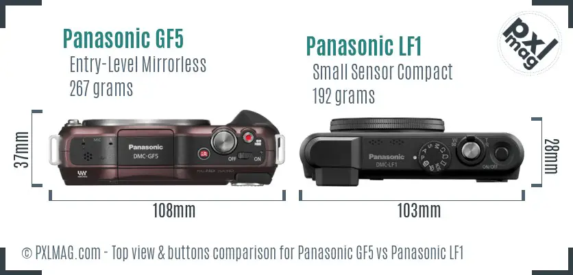 Panasonic GF5 vs Panasonic LF1 top view buttons comparison