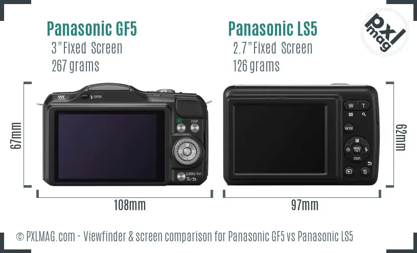 Panasonic GF5 vs Panasonic LS5 Screen and Viewfinder comparison