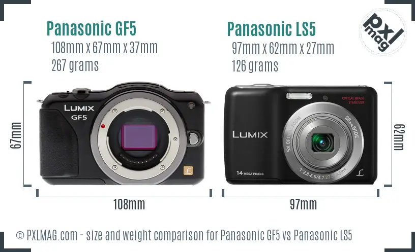 Panasonic GF5 vs Panasonic LS5 size comparison