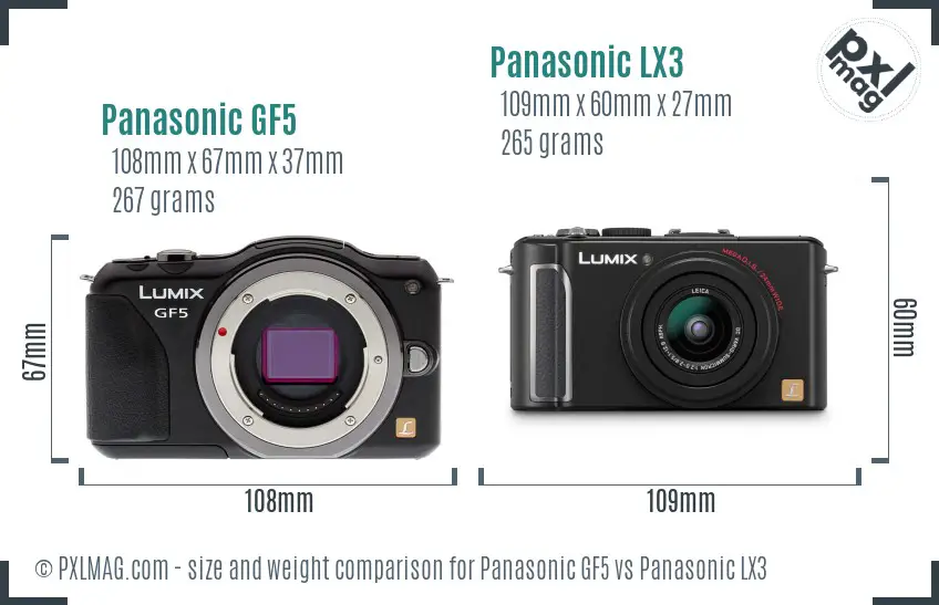 Panasonic GF5 vs Panasonic LX3 size comparison
