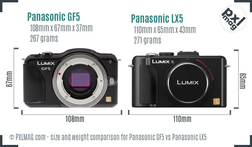 Panasonic GF5 vs Panasonic LX5 size comparison