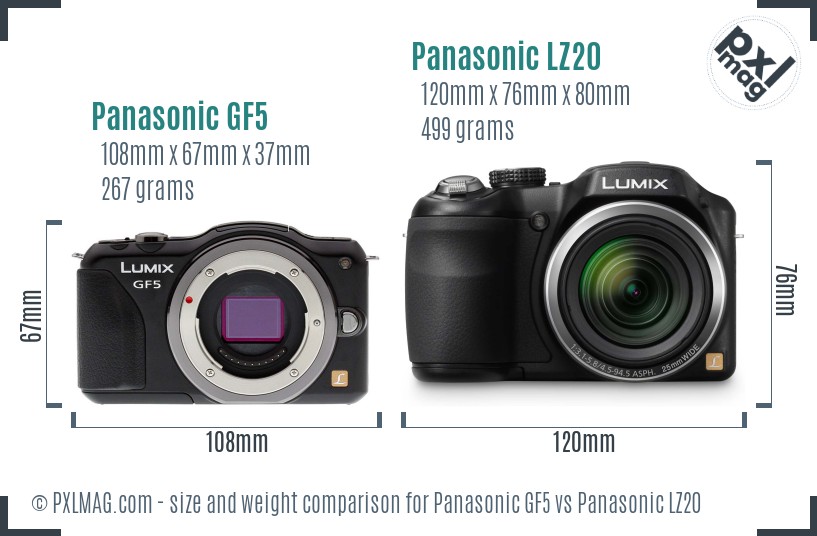 Panasonic GF5 vs Panasonic LZ20 size comparison