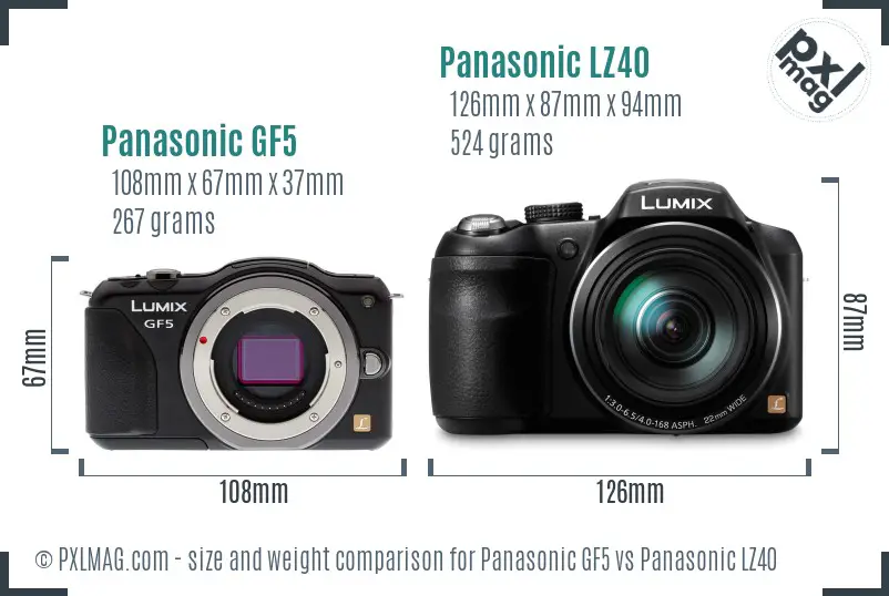 Panasonic GF5 vs Panasonic LZ40 size comparison