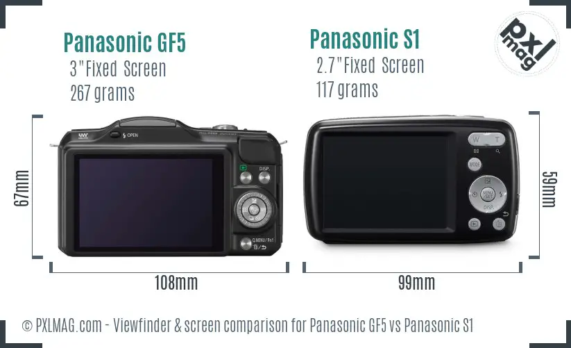 Panasonic GF5 vs Panasonic S1 Screen and Viewfinder comparison