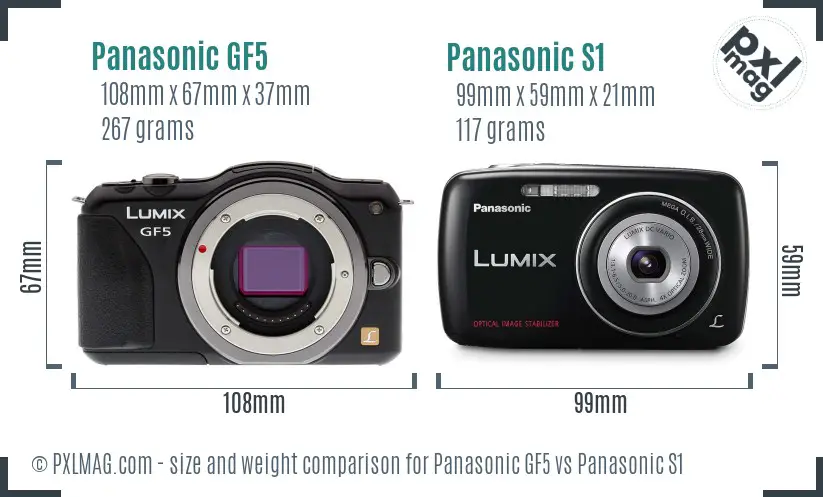 Panasonic GF5 vs Panasonic S1 size comparison