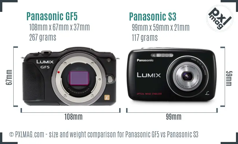 Panasonic GF5 vs Panasonic S3 size comparison