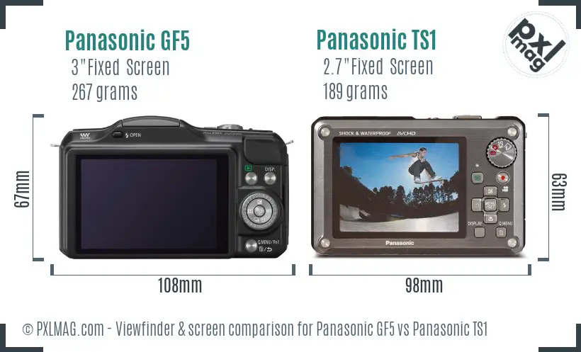 Panasonic GF5 vs Panasonic TS1 Screen and Viewfinder comparison