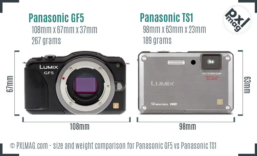 Panasonic GF5 vs Panasonic TS1 size comparison