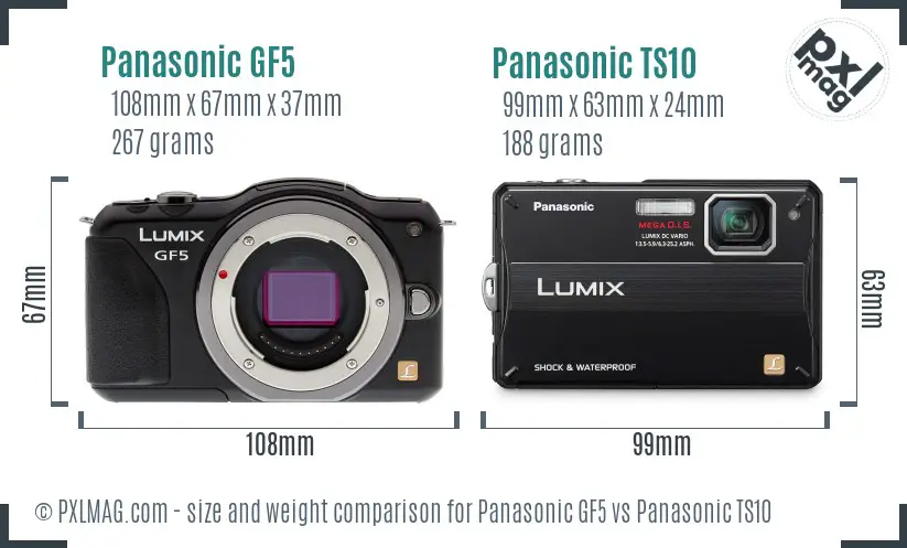 Panasonic GF5 vs Panasonic TS10 size comparison