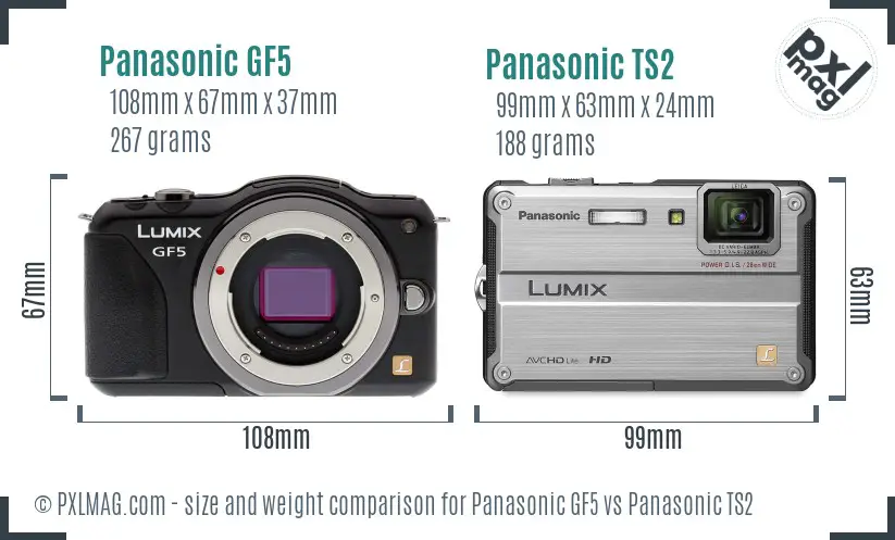 Panasonic GF5 vs Panasonic TS2 size comparison