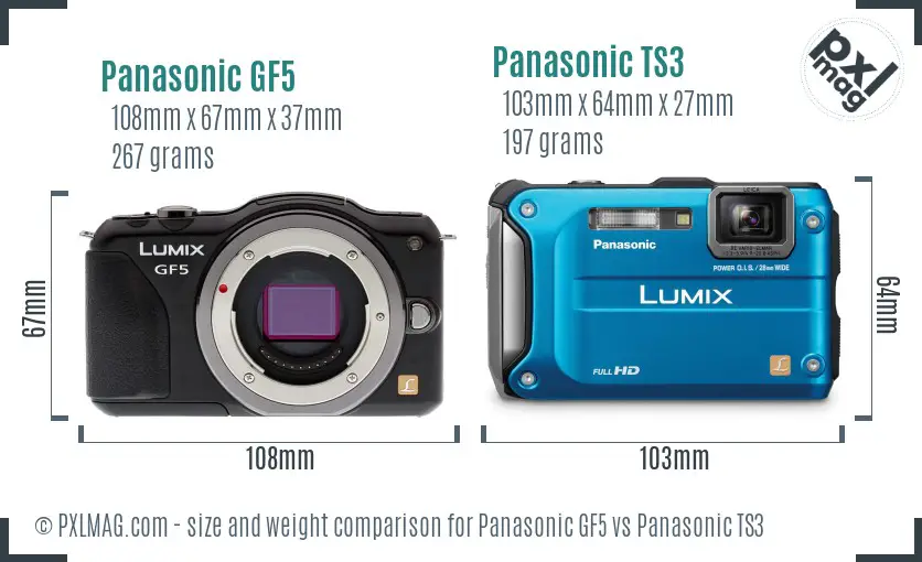 Panasonic GF5 vs Panasonic TS3 size comparison