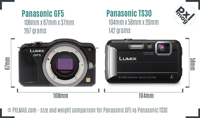 Panasonic GF5 vs Panasonic TS30 size comparison