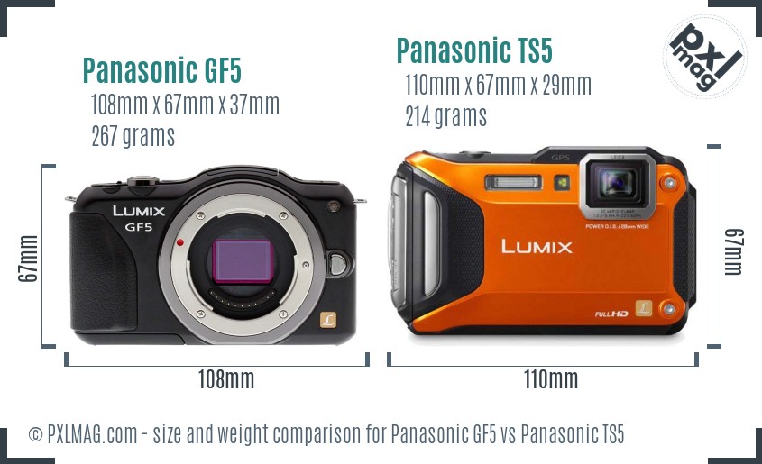 Panasonic GF5 vs Panasonic TS5 size comparison