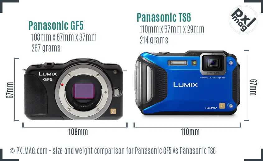 Panasonic GF5 vs Panasonic TS6 size comparison