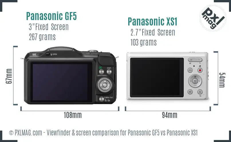 Panasonic GF5 vs Panasonic XS1 Screen and Viewfinder comparison