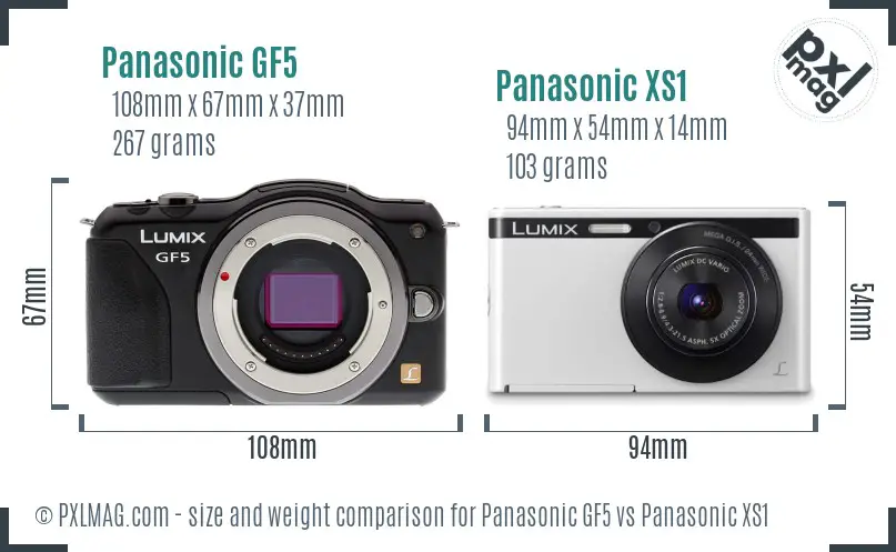 Panasonic GF5 vs Panasonic XS1 size comparison