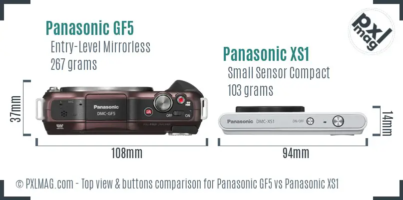 Panasonic GF5 vs Panasonic XS1 top view buttons comparison