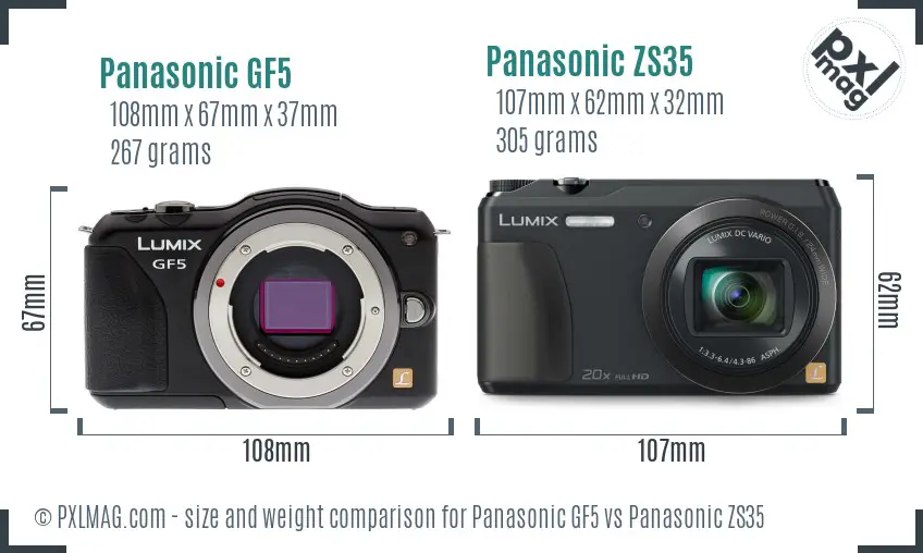 Panasonic GF5 vs Panasonic ZS35 size comparison