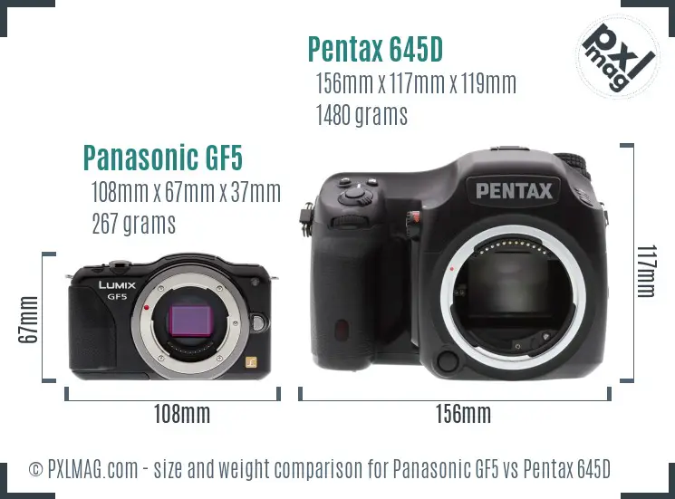 Panasonic GF5 vs Pentax 645D size comparison