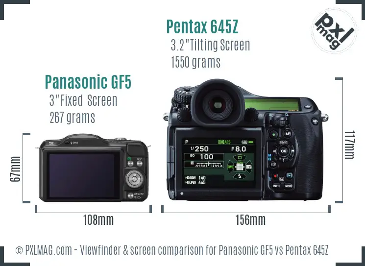 Panasonic GF5 vs Pentax 645Z Screen and Viewfinder comparison