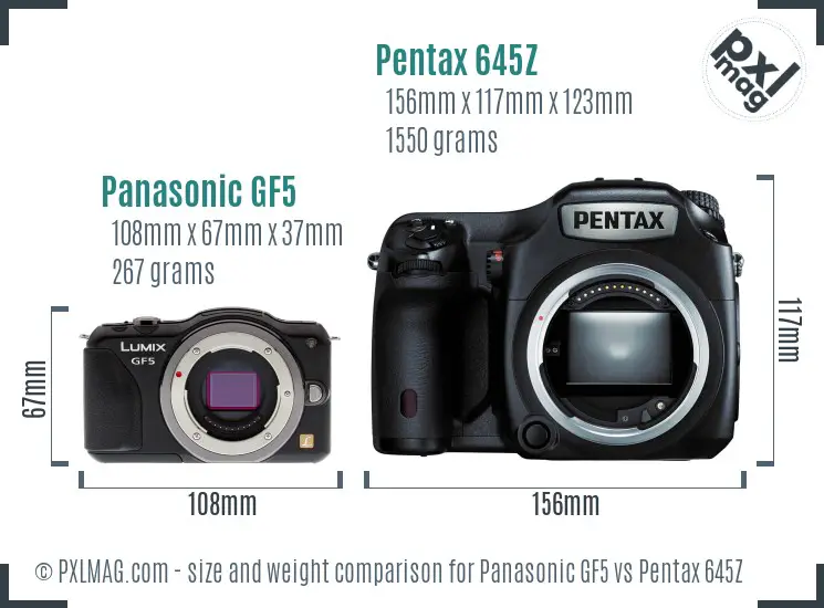 Panasonic GF5 vs Pentax 645Z size comparison