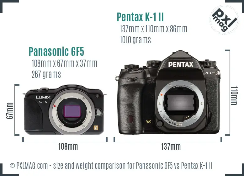 Panasonic GF5 vs Pentax K-1 II size comparison