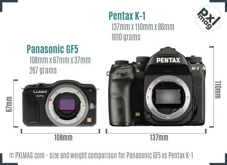Panasonic GF5 vs Pentax K-1 size comparison