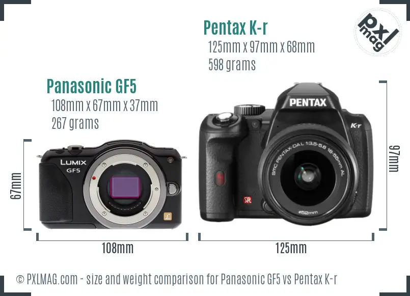 Panasonic GF5 vs Pentax K-r size comparison